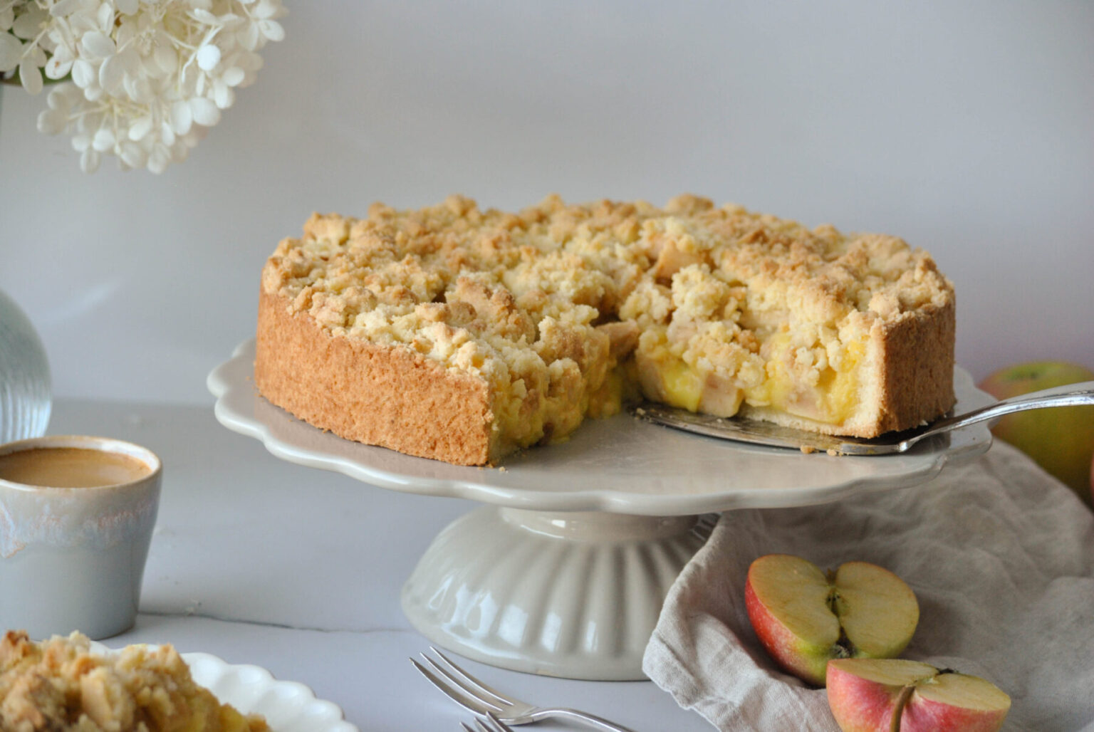 Rezept für Apfelkuchen mit Pudding und Streusel (Springform) - Einfach ...