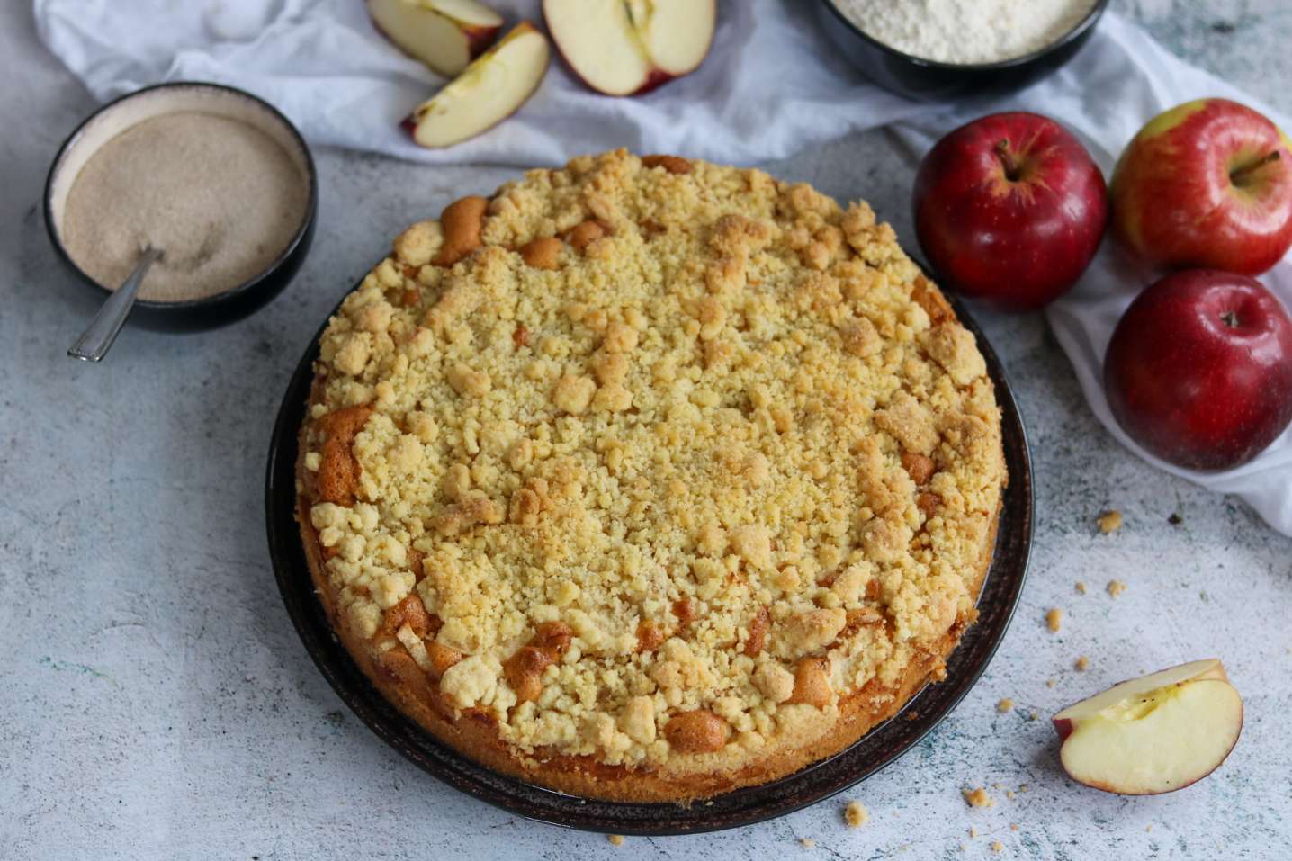 Apfelstreuselkuchen Rührteig Rezept (Springform)