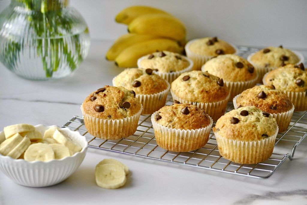 saftige Schoko Bananen Muffins