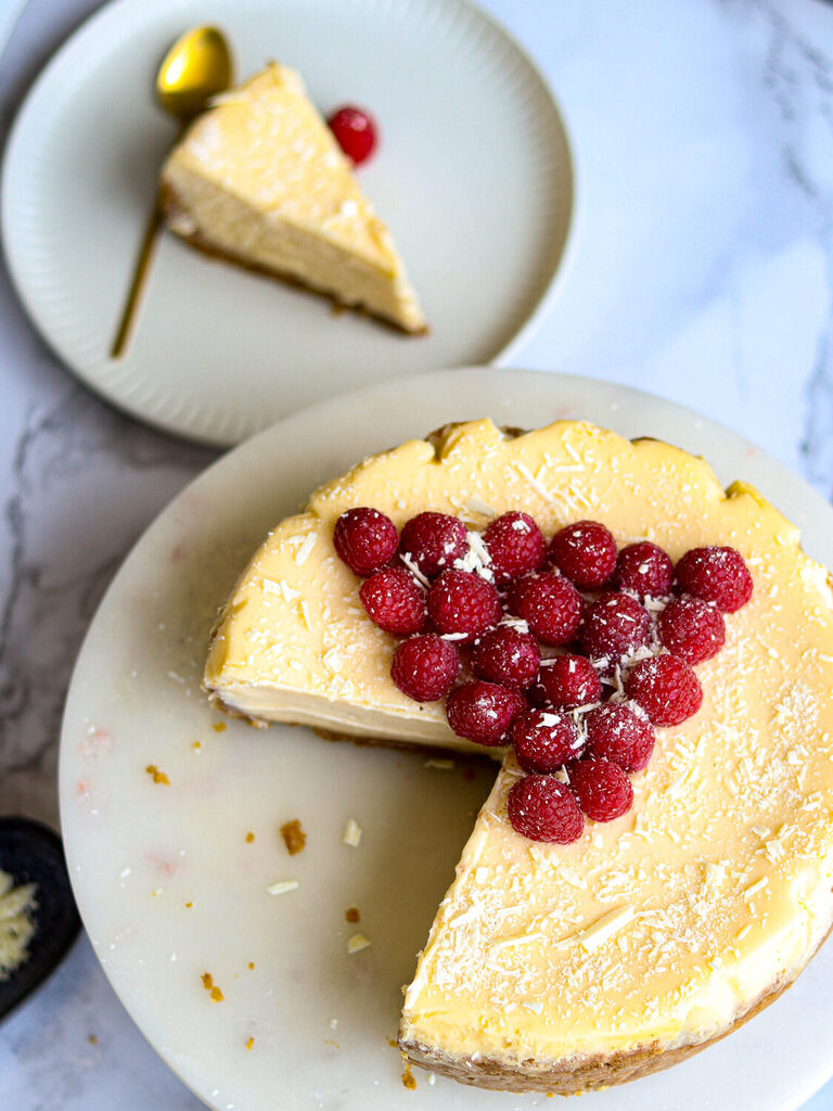 white chocolate cheesecake Anschnitt