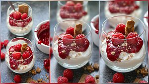 Quarkcreme mit Spekulatius und Himbeeren