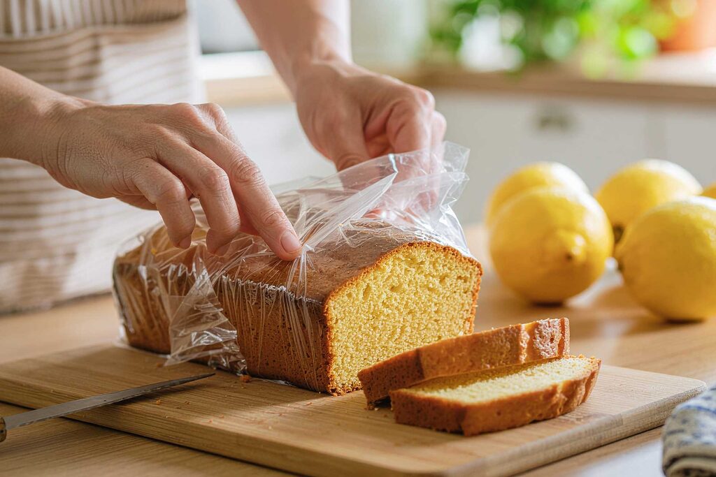 Kastenkuchen in Frischhaltefolie einschlagen