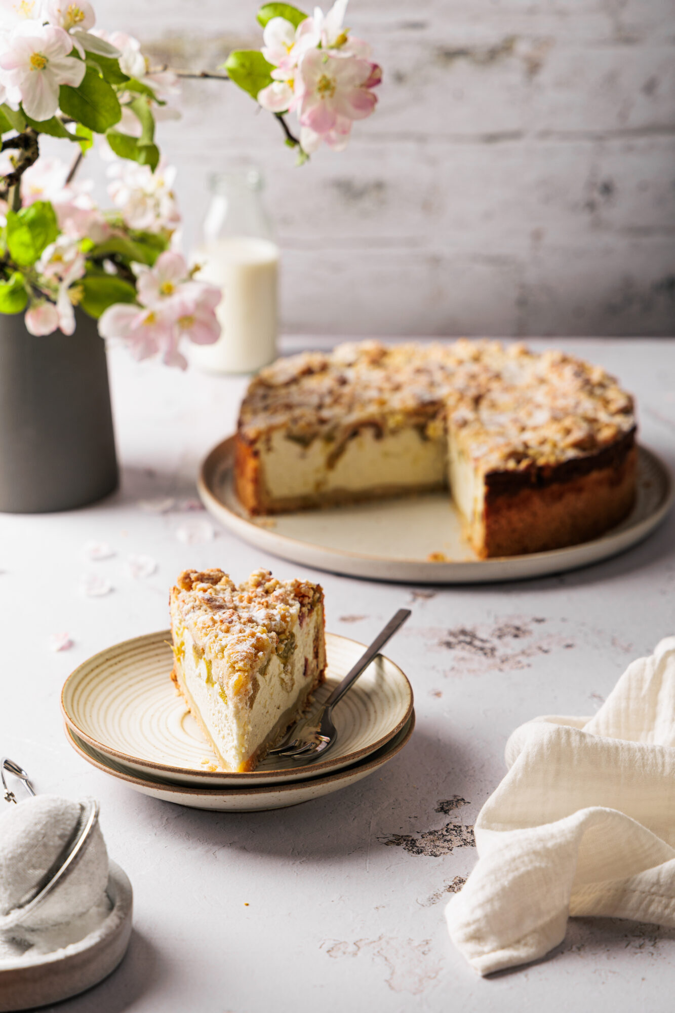 Quarkkuchen mit Rhabarber