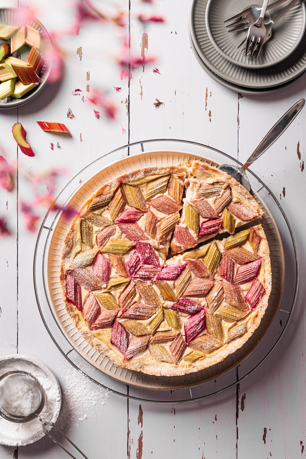 Rhabarberkuchen mit Pudding