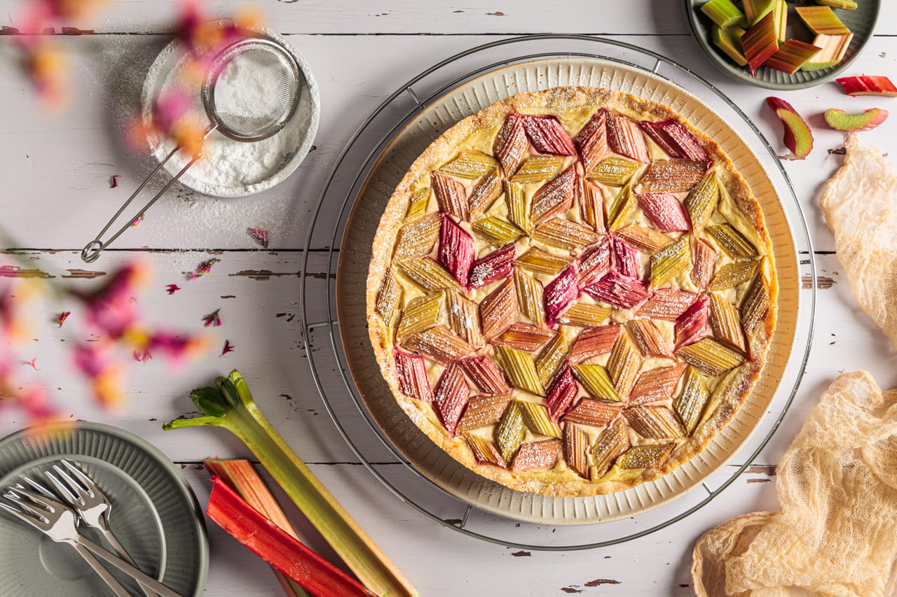 Rhabarberkuchen mit Pudding