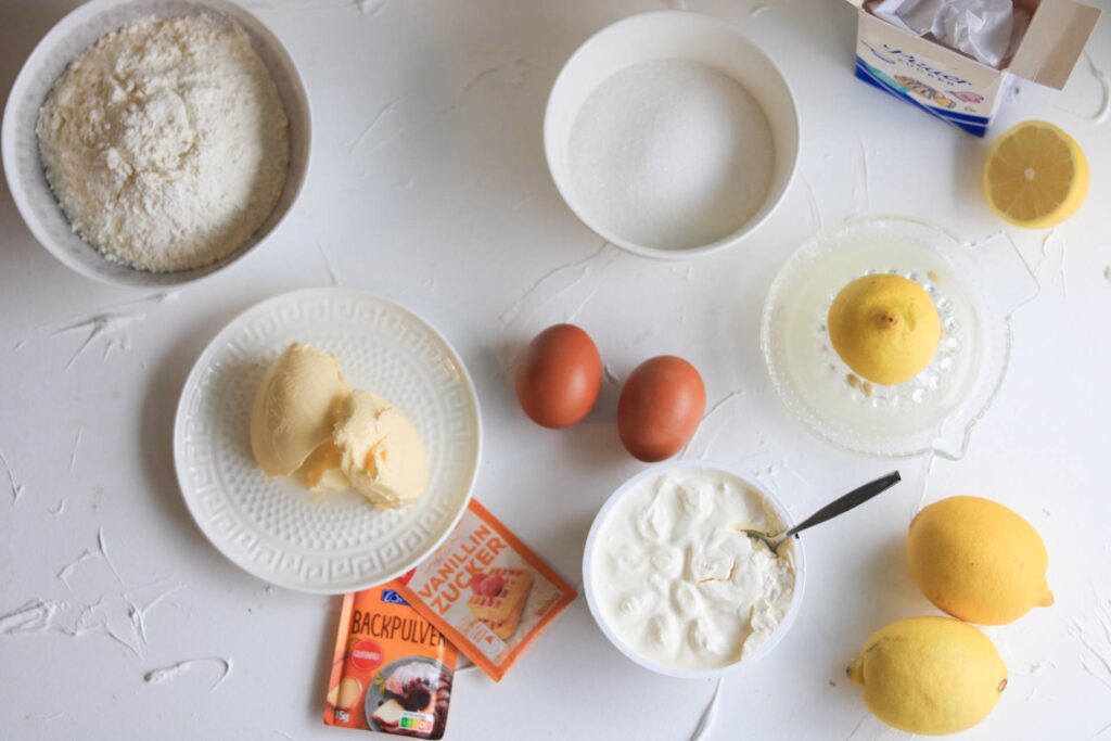 Zutaten für Zitronen Mascarpone Kuchen