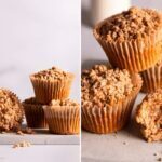 Apfelmus Muffins ohne Zucker mit knusprigen Streuseln auf einem Teller